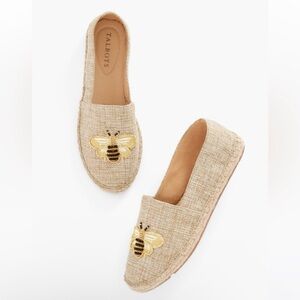 New Talbots Natural Bee Embroidered Loafers